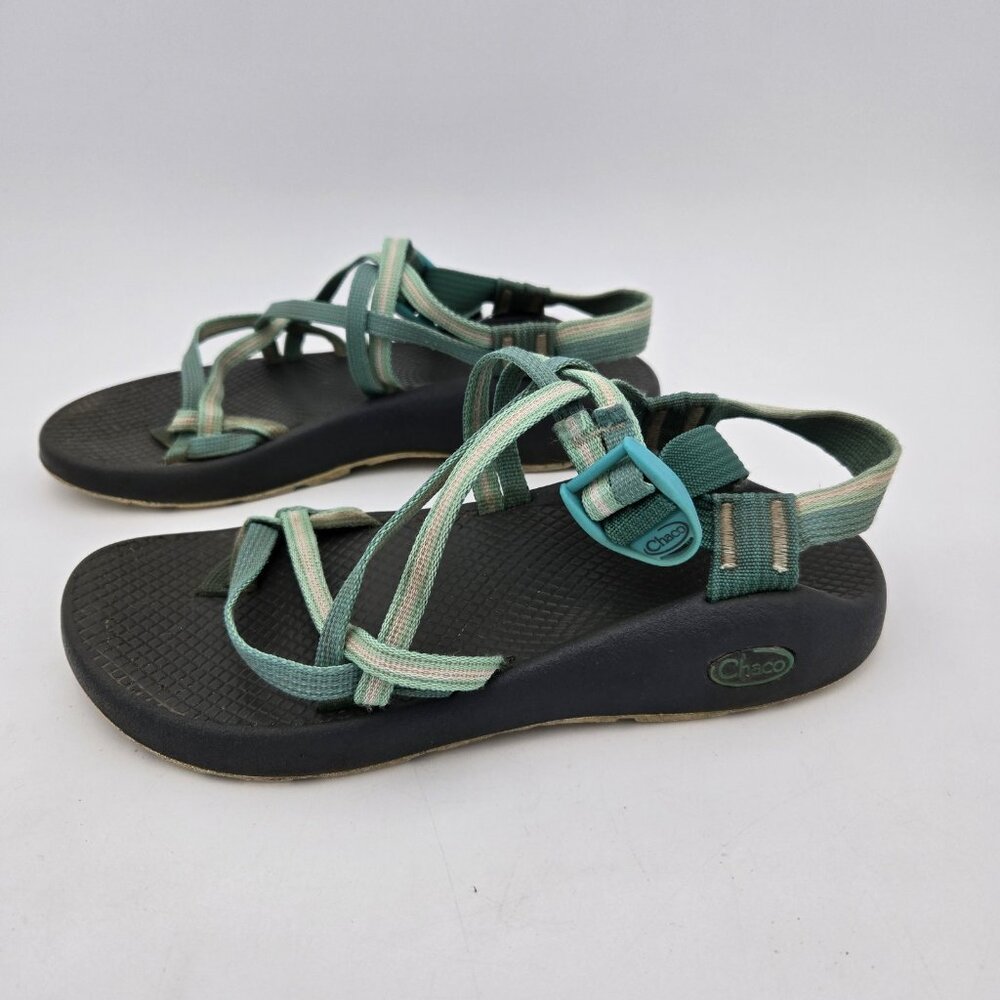 Chaco Eco Tread Strappy Mint Green Gray Women Loop Sandal Shoe W8 ZX/2 Classic - Picture 1 of 6